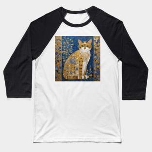 Klimt Orange Tabby Cat in a Blue Flower Garden Baseball T-Shirt